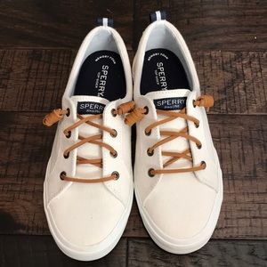 New sperry slip on sneakers, white